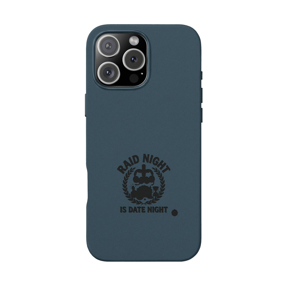 Engraved PU Leather Phone Case — 'Raid Night' Embossed Protective Cover
