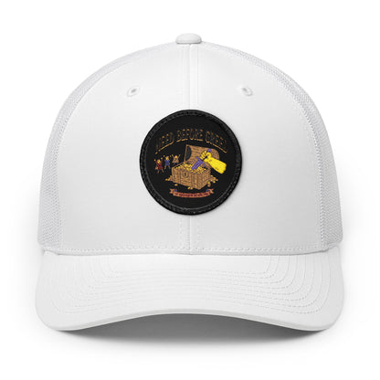 Embroidered Trucker Cap — 'Need Before Greed' Patch