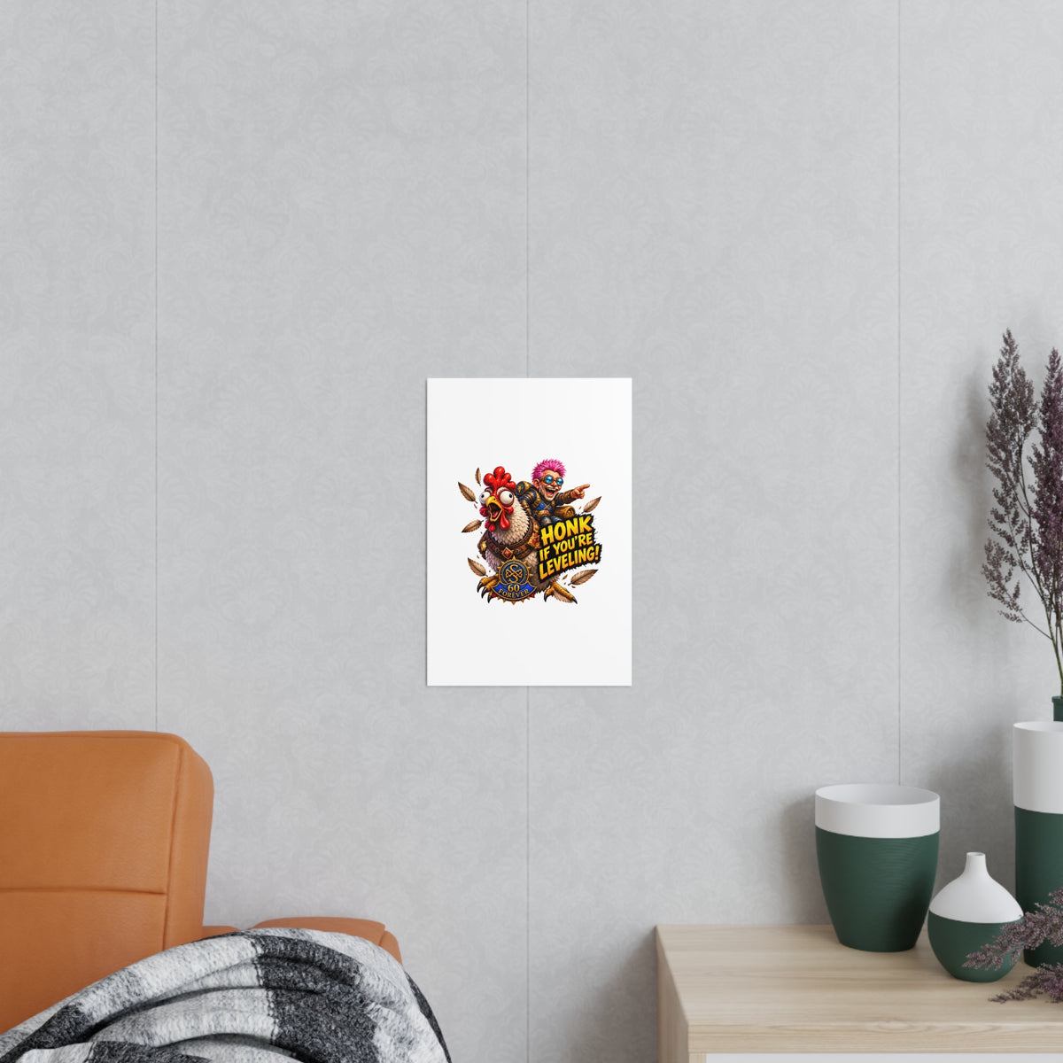 Honk If You're Leveling! Photopaper Poster – Gamer Chicken Art Print