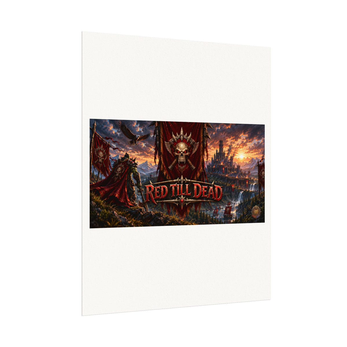 Red Till Dead Gothic Skull Poster — Textured Watercolor Matte Print