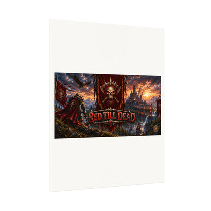 Red Till Dead Gothic Skull Poster — Textured Watercolor Matte Print