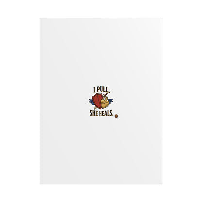 Poster — "I Pull, She Heals" Floral Minimalist Wall Art