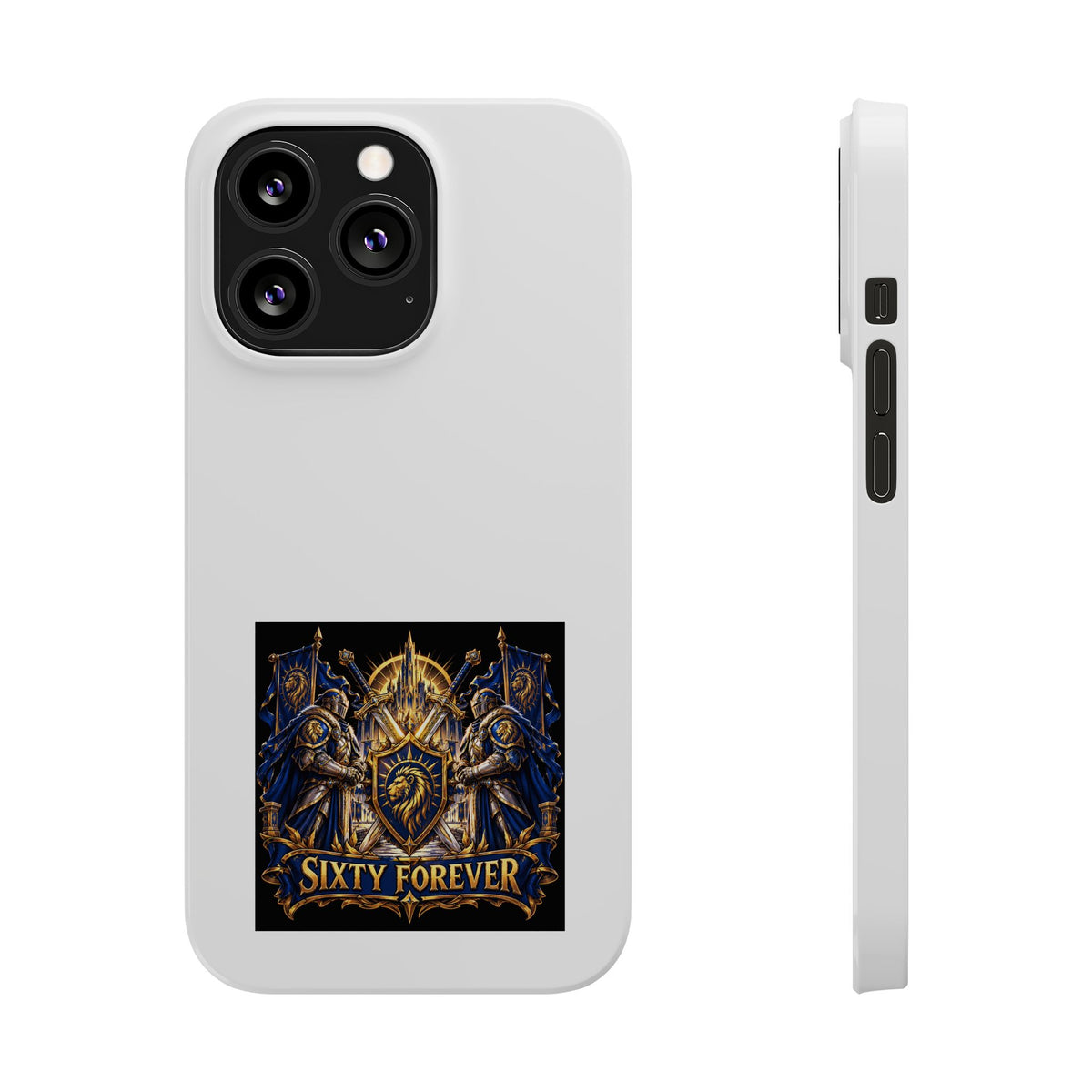 Slim Phone Case — "Sixty Forever" Shield Knight Graphic