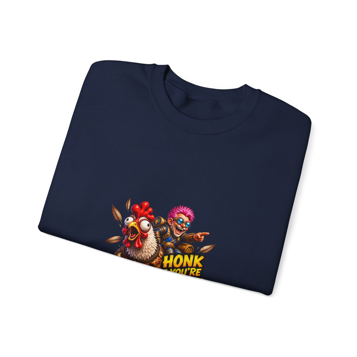 Crewneck Sweatshirt — "Honk If You're Leveling" Gamer Chicken Graphic