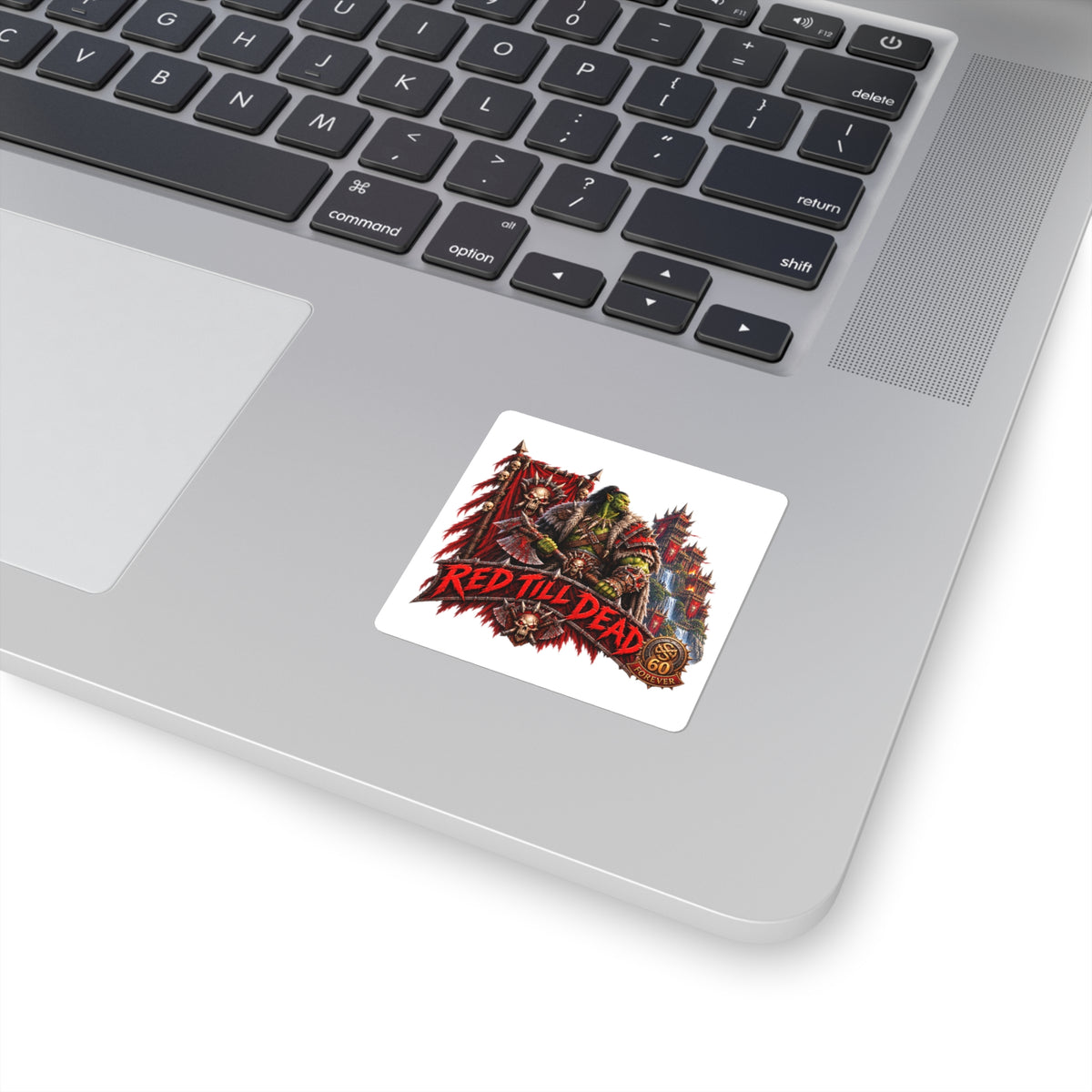 Orc Warrior Sticker — “Red Till Dead” Fantasy Gaming Decal