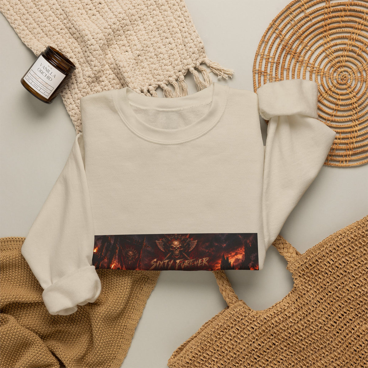 Crewneck Sweatshirt — Dark Fantasy 'Enjoy The Flames' Graphic