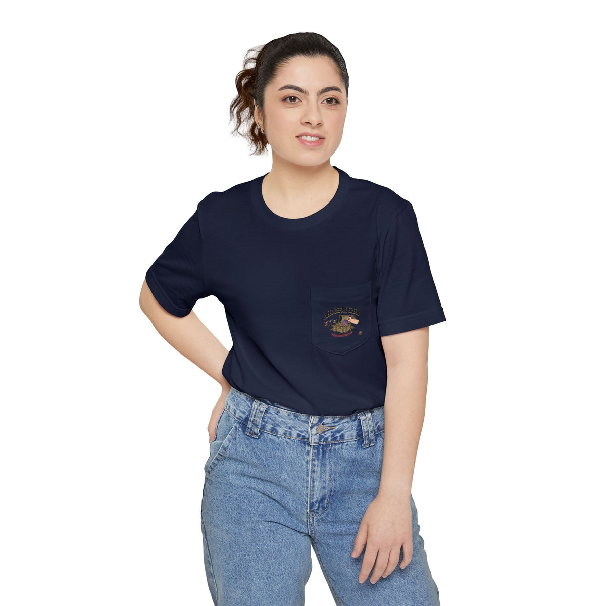 Pocket T‑Shirt — 'Coffee Before Talkie' Retro Coffee Pocket Tee