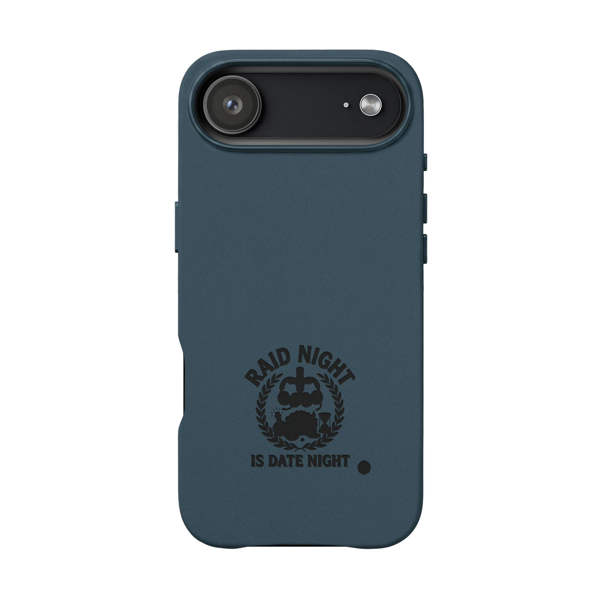 Engraved PU Leather Phone Case — 'Raid Night' Embossed Protective Cover