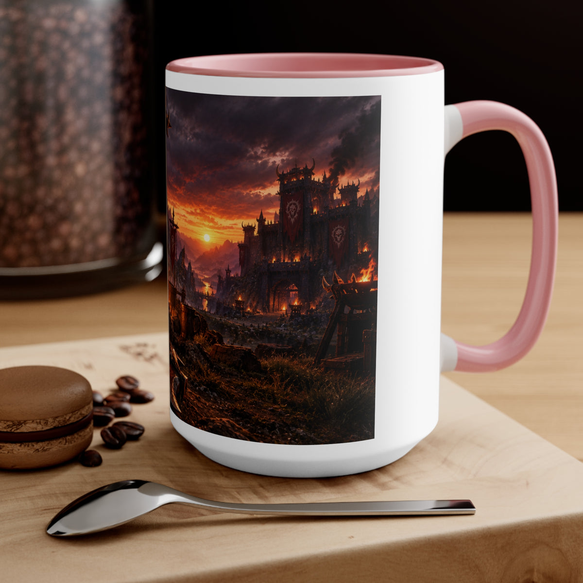 Viking Warcamp Accent Mug — Norse Battle Scene Coffee Cup