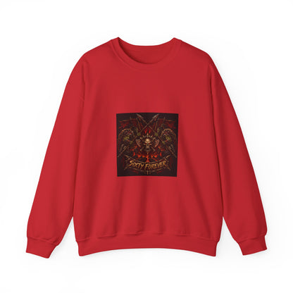 Crewneck Sweatshirt — Gothic Skull & Flames "Seven For Hell" Graphic