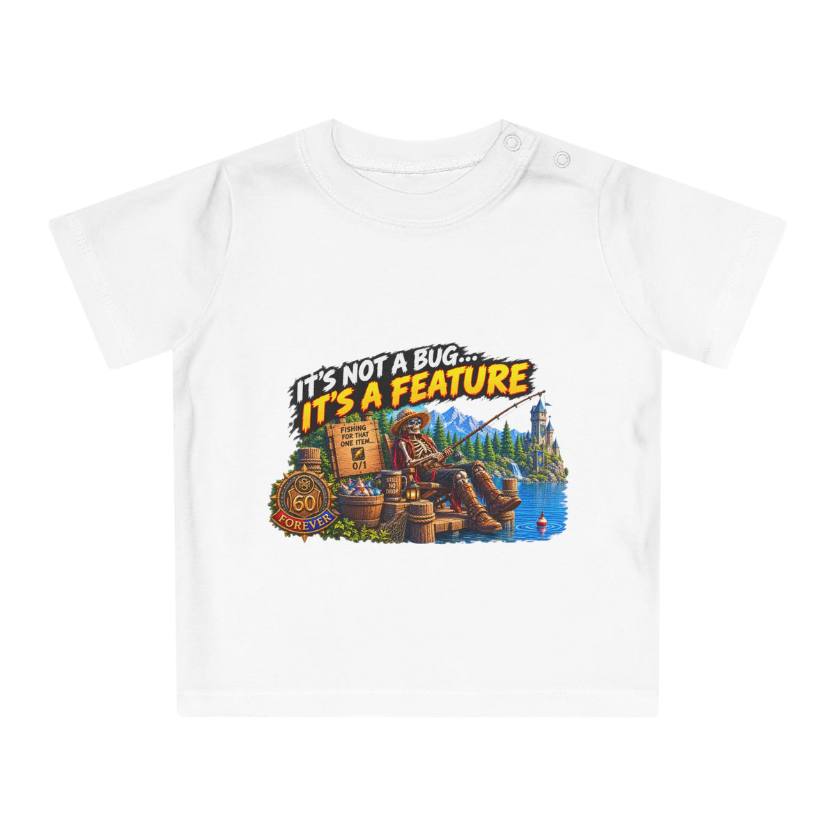 Baby T-Shirt — "It’s Not a Bug, It’s a Feature" Cute Geek Fishing Design