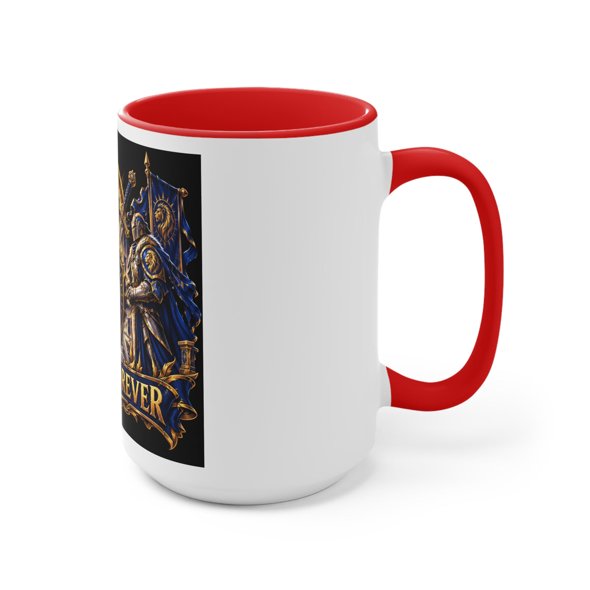 Sixty Forever Accent Mug — Medieval Crest Lion Shield Birthday Coffee Cup