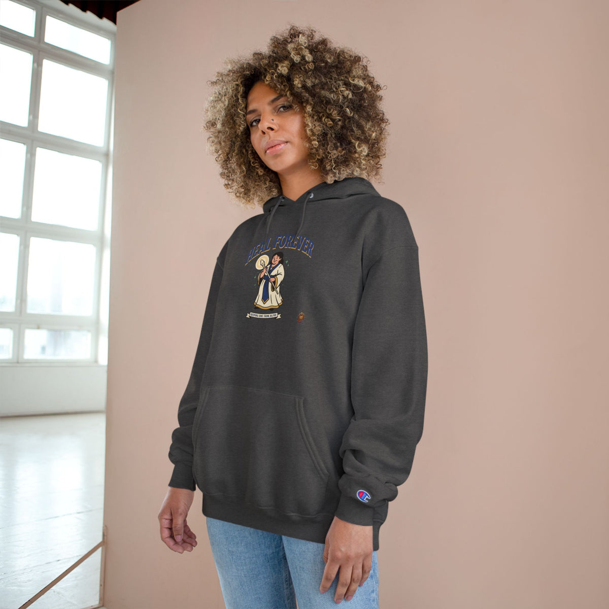 Heal Forever Hoodie - Vintage Angel Graphic Champion Hoodie
