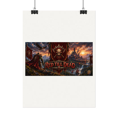 Red Till Dead Gothic Skull Poster — Textured Watercolor Matte Print