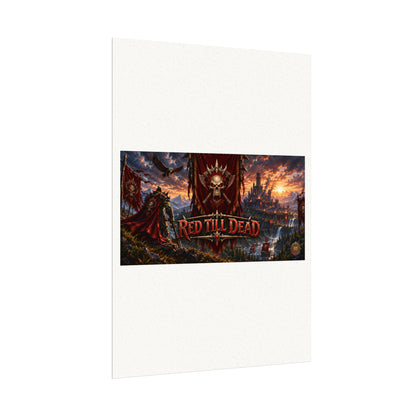Red Till Dead Gothic Skull Poster — Textured Watercolor Matte Print
