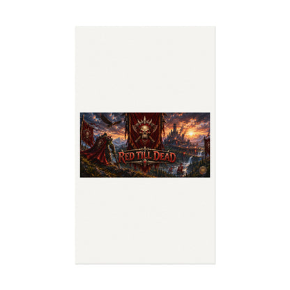 Red Till Dead Gothic Skull Poster — Textured Watercolor Matte Print