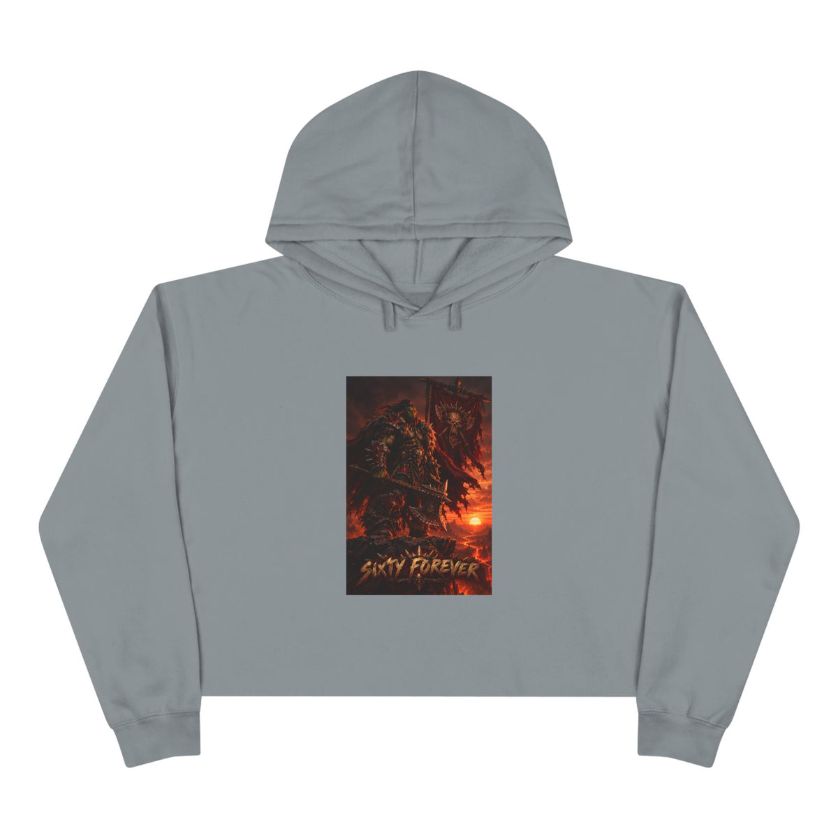 Crop Hoodie — Fiery Palm Sunset Graphic Crop Hoodie