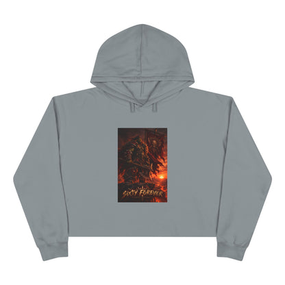 Crop Hoodie — Fiery Palm Sunset Graphic Crop Hoodie