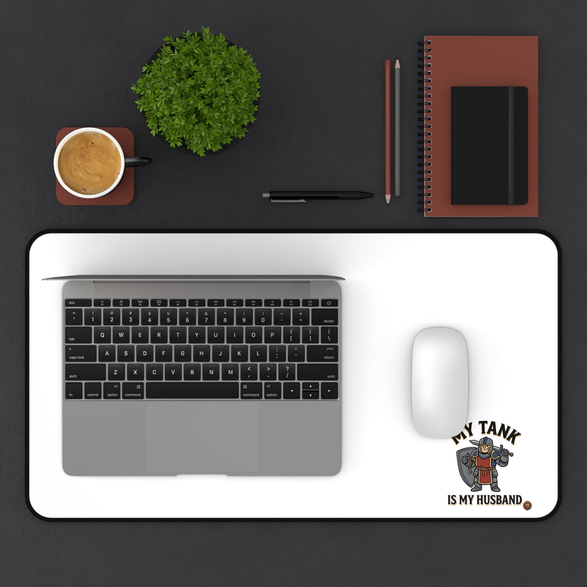 Desk Mat — "My Tank Is My Husband" Military Gamer Mousepad Desk Mat