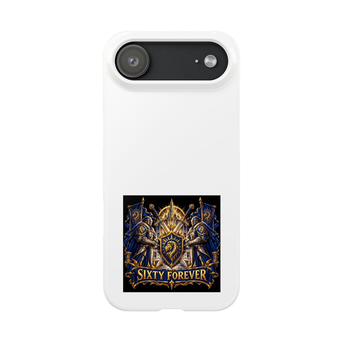 Slim Phone Case — "Sixty Forever" Shield Knight Graphic