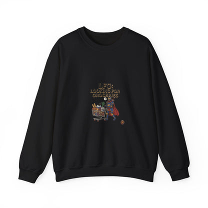 Crewneck Sweatshirt — "LFG: Looking For Groceries" Funny Gamer Shopping Graphic