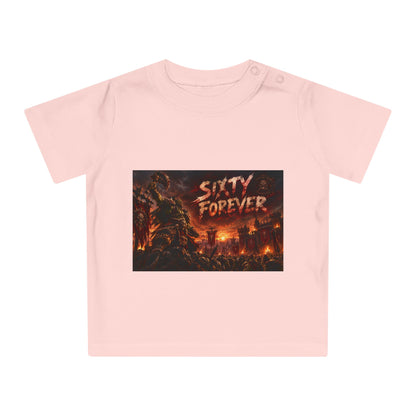 Baby Tee — "Sixty Forever" Fiery Monster Graphic