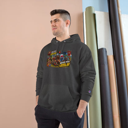 Gaming Champion Hoodie — "Never Pass Level 60" Retro RPG Graphic Hoodie