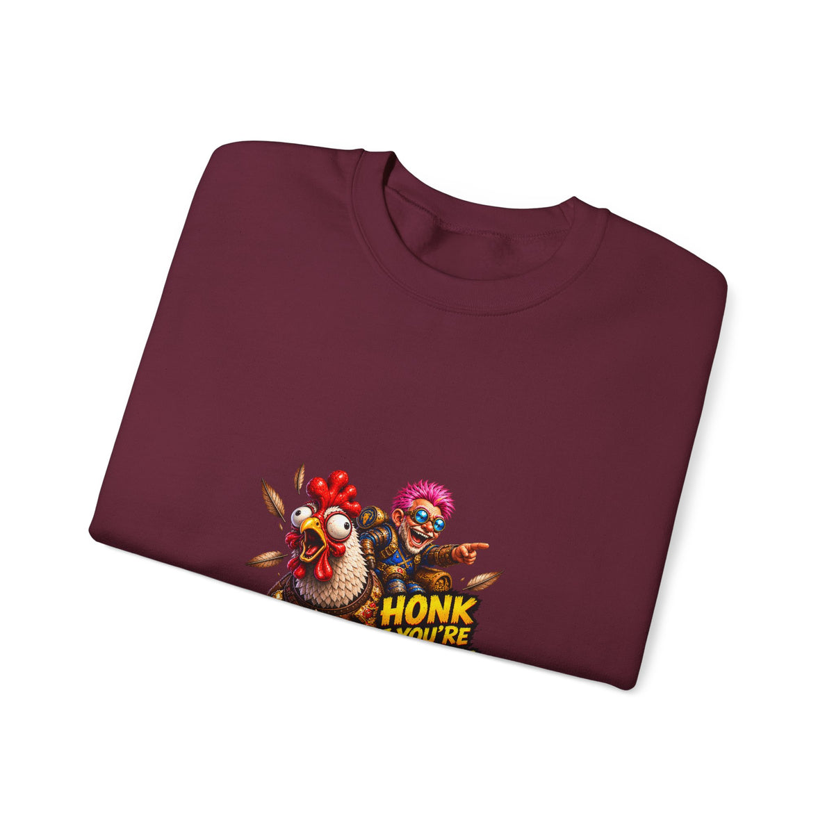 Crewneck Sweatshirt — "Honk If You're Leveling" Gamer Chicken Graphic
