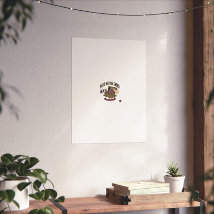 Need Before Greed Fine Art Poster — Vintage Chest Illustration, Inspirational Wall Art