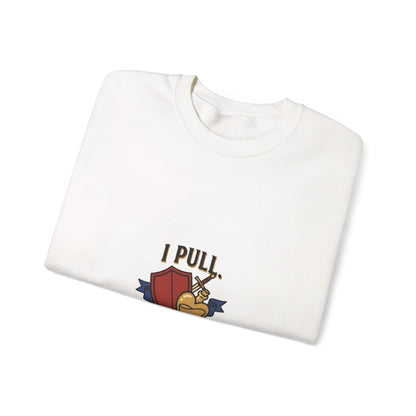 Crewneck Sweatshirt — “I Pull, She Heals” Veterinary/Animal Rescue Crewneck