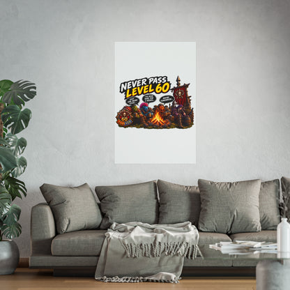 Never Pass Level 60 Fine Art Poster – Funny Gamer 60th Birthday Wall Art
