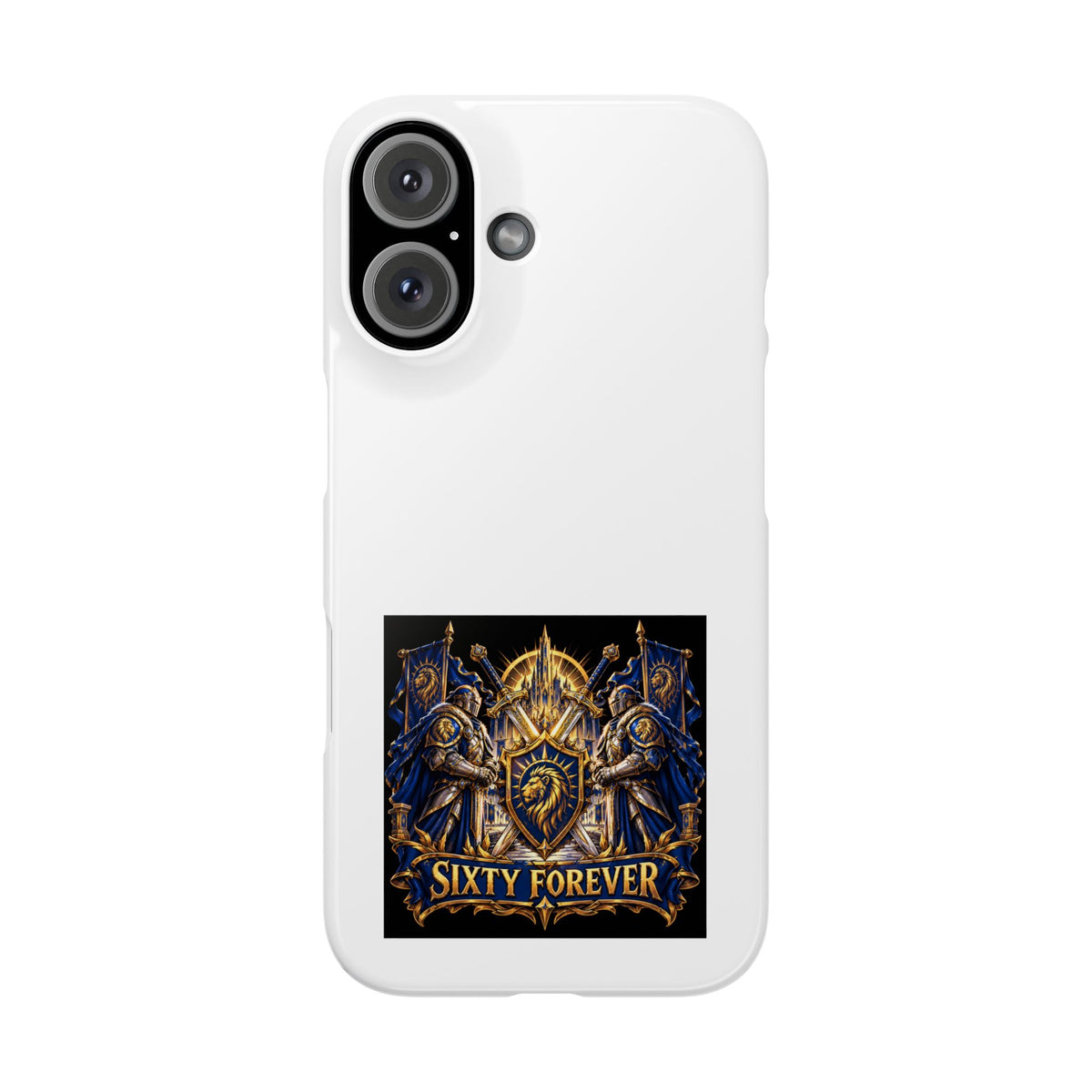 Slim Phone Case — "Sixty Forever" Shield Knight Graphic