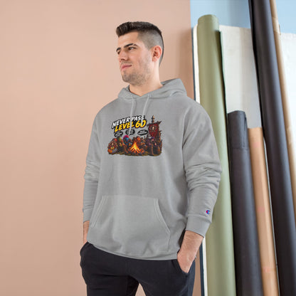 Champion Hoodie - 'Never Pass Level 60' Gamer Campfire Graphic Hoodie