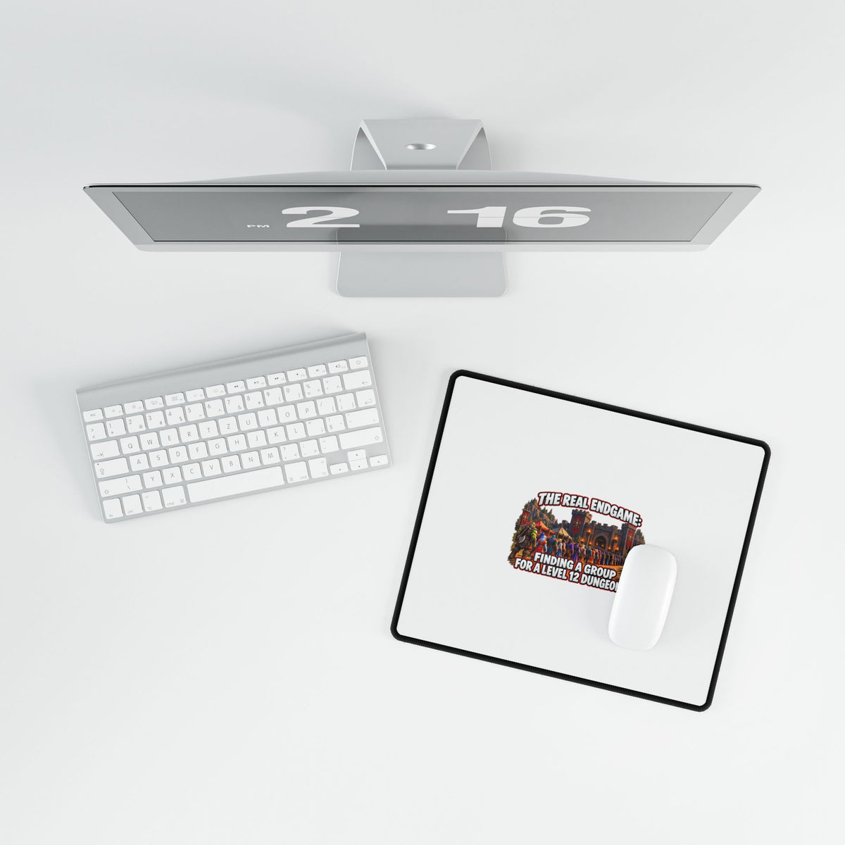 Gaming Desk Mat — "The Real Endgame: Finding a Group for a Level 12 Dungeon"