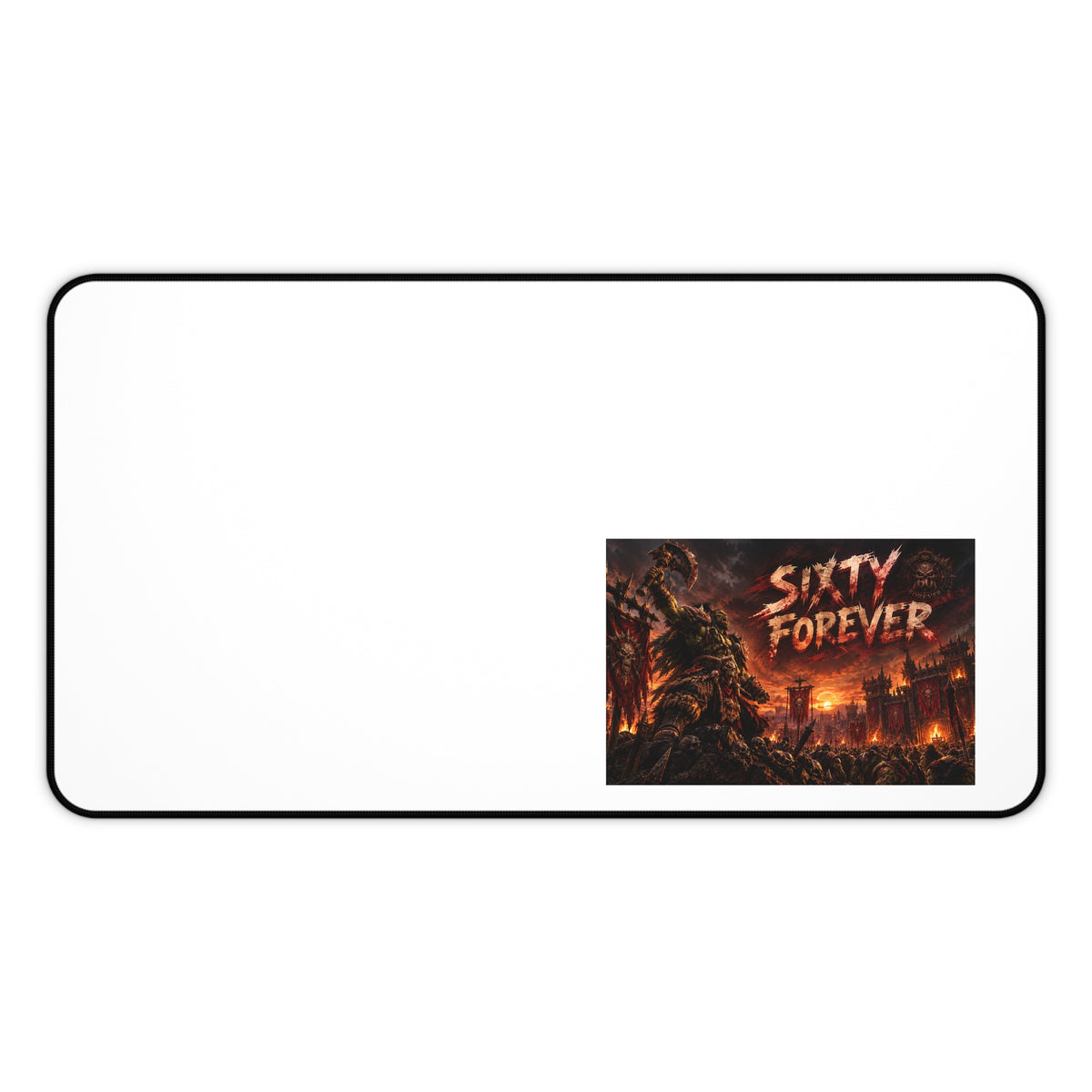 Sixty Forever Apocalypse Desk Mat — Large Gaming Mouse Pad with Fiery Horror Artwork
