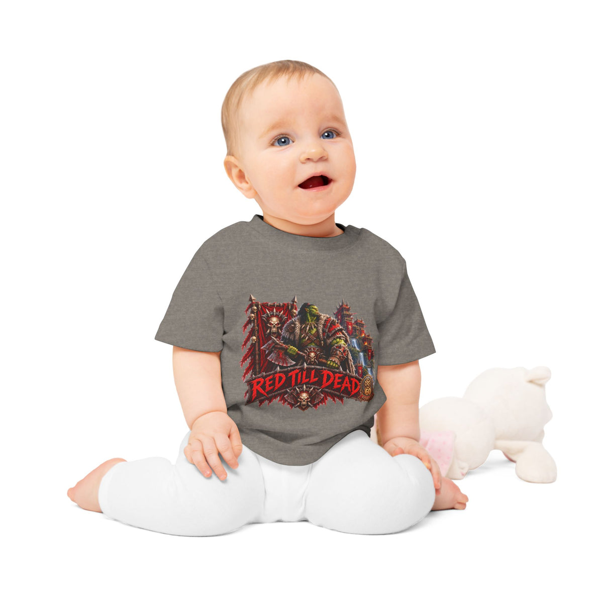 Baby T-Shirt — "Red Till Dead" Fantasy Orc & Warrior Graphic Tee